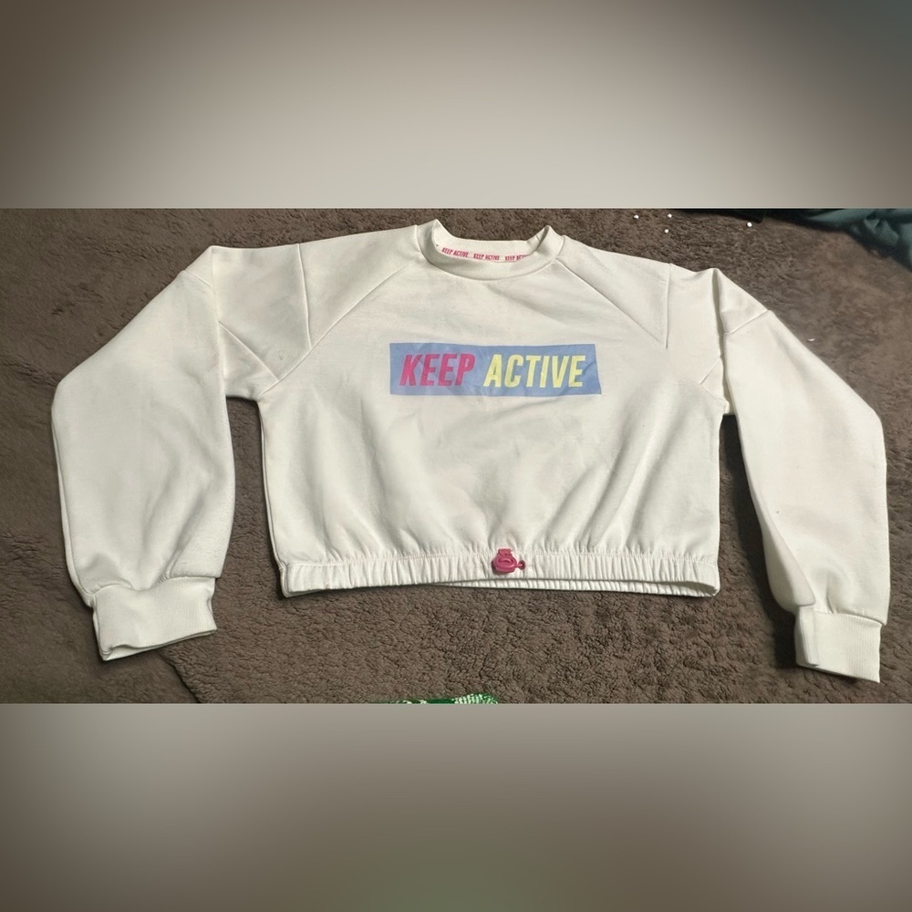 Zara White and Pink Sweatshirt with Graphic Design - Picture 1 of 13